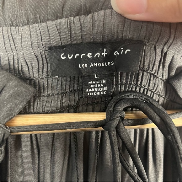 Current Air Dress Gray Cecile Smocked Mini V Neck Fit Flare Pleated size large - Picture 3 of 10